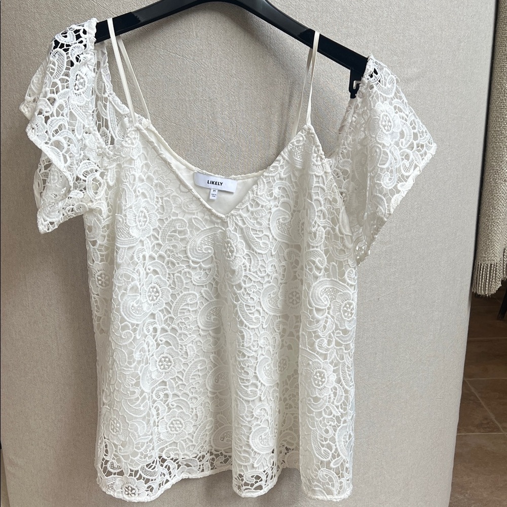 Likely White Lace Blouse with lining 
L 21.5”
W 18.5” across